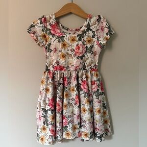 White Floral Twirl Dress w/ Bloomers, 2T